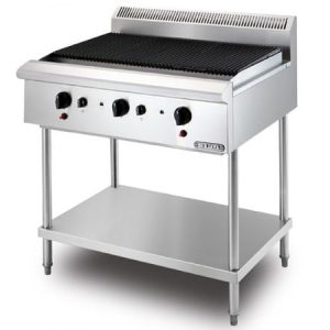 Bếp nướng than nhân tạo 3 họng dùng gas Berjaya có chân đứng CB3BFS-17